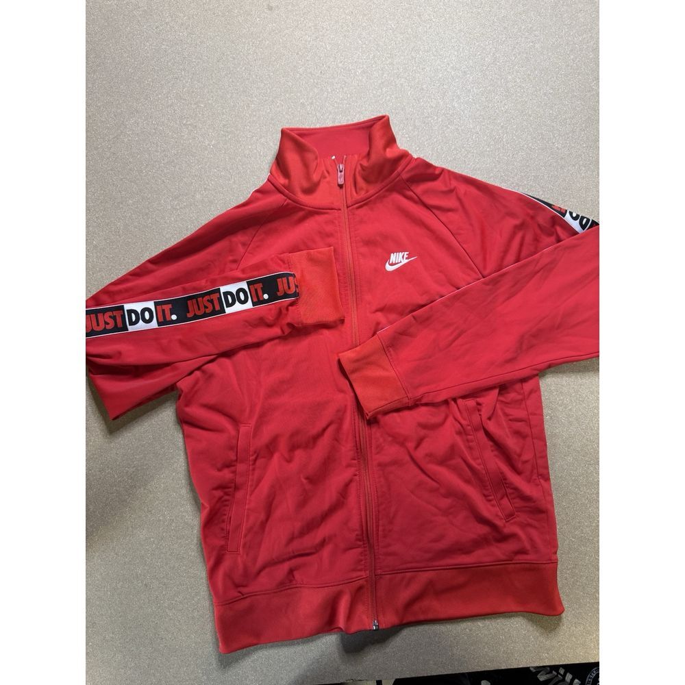 Nike Jacket Men's Medium red Dri-Fit Full Zip Swoosh Retro Just Do It